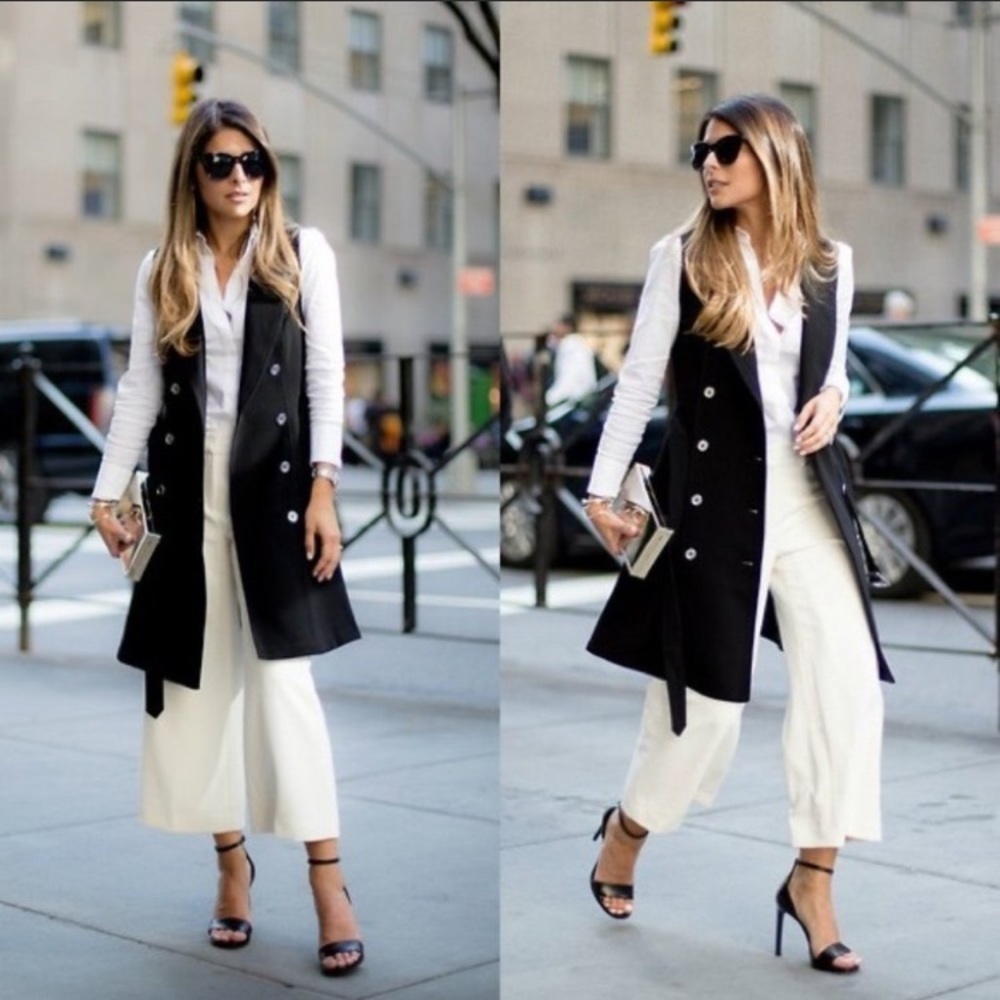 WHBM black long sleeveless trench style dress